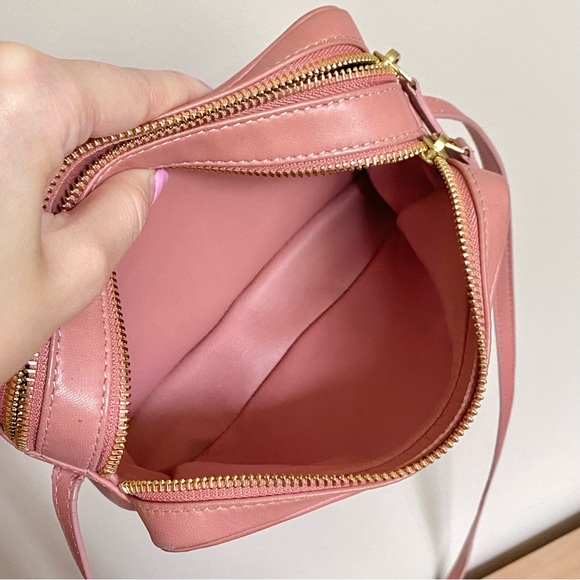 Mansur Gavriel Double Zip Leather Crossbody Bag blush pink - Picture 6 of 16